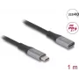 Delock USB-C prailginimo laidas 24 pin USB-C (M) į 24 pin USB-C (M) 1,0 m juodas/pilkas (81201)
