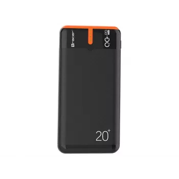 Nešiojamas įkroviklis TRACER EnerGen 20000 mAh, Power Delivery 20W, USB-C įvestis, 2×USB-A išėjimai, 3 įrenginių palaikymas, oranžinė