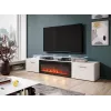 TV spintelė Cama Meble ROVA su elektriniu židiniu 190x37x48 cm balta/blizganti balta