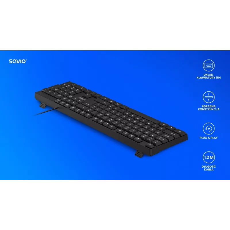 Savio KB-01 klaviatūra Home/Office USB QWERTY US English juoda