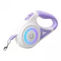 Automatinis šuns pavadėlis Rojeco Dog Automatic Leash LED 5 m — violetinis, ištraukiamas su LED šviesa