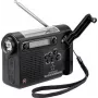 Renkforce RF-CR-200 nešiojamas radijas UKW, MW, KW įkraunamas, saulės baterija, rankinė sukimo rankena, žadintuvas, žibintuvėlis Juodas (RF-4694806)