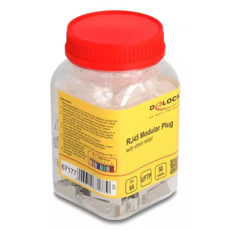 DeLOCK 67177 RJ45 kištukas, sidabriniai kontaktai, permatomas korpusas, 50 vnt.