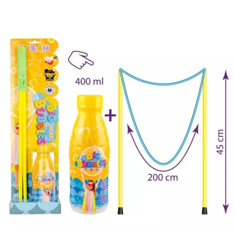 Rinkinys dideliems burbulams: virvelė + skystis 400 ml