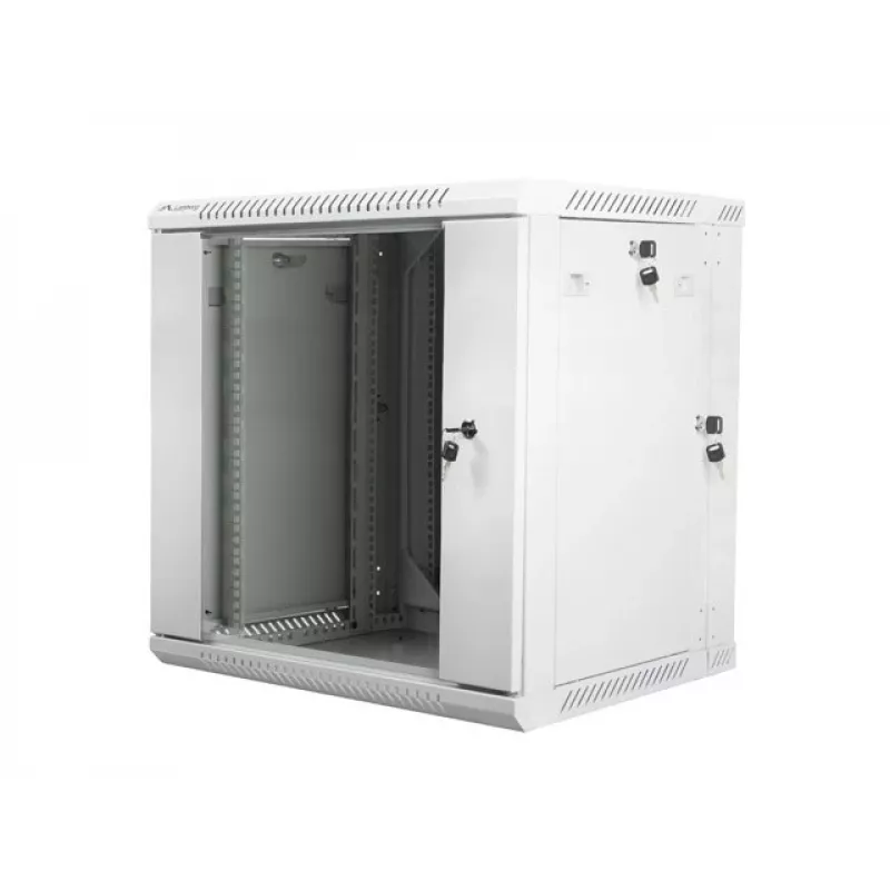 Dviejų sekcijų sieninis stovo spintos korpusas 19 inch 12U 600x600 pilkas LANBERG (plokščioje pakuotėje)