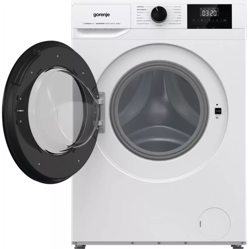 Laisvai pastatoma skalbyklė Gorenje W3NGPI72SBS, 7 kg, 1200 aps./min., inverterinis variklis, garų funkcija, 15 programų, balta