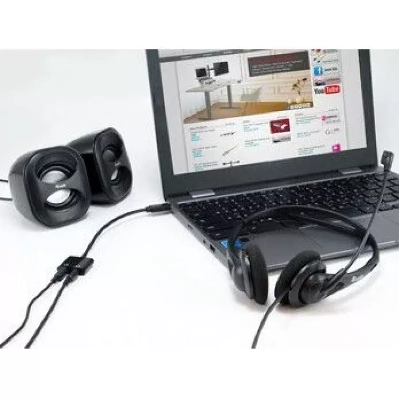 Equip USB-C į dvigubą 3,5 mm garso DAC adapteris, USB C, kištukas, 2 x 3,5 mm, lizdas, 0,15 m, juodas