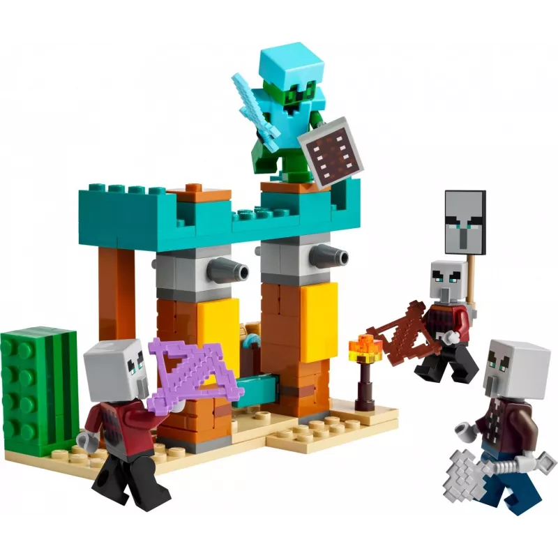 LEGO statybinis rinkinys „The Illager Desert Patrol 21267“ – Minecraft žaidimų rinkinys, 105 detalės, 4 minifigūrėlės, 80×60×110 mm