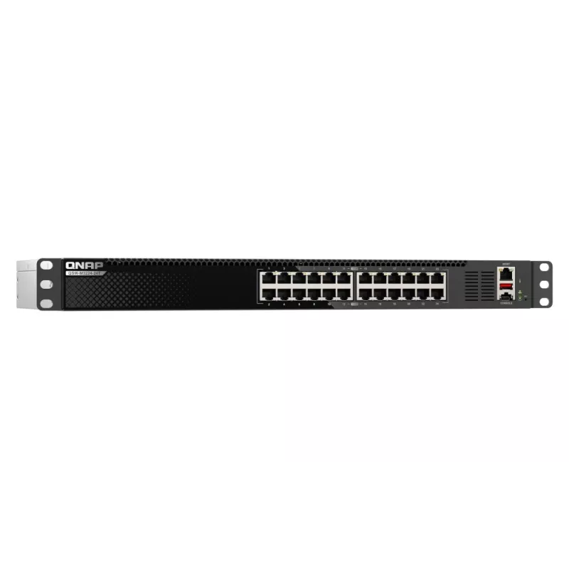 QNAP QSW-M3224-24T tinklo jungiklis, valdomas L3, 10G Ethernet (100/1000/10000), 1U, juodas, sidabrinis