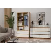 Komoda su 6 stalčiais 120 cm Malwa — Artisan Oak / Balta, medžio drožlių plokštė