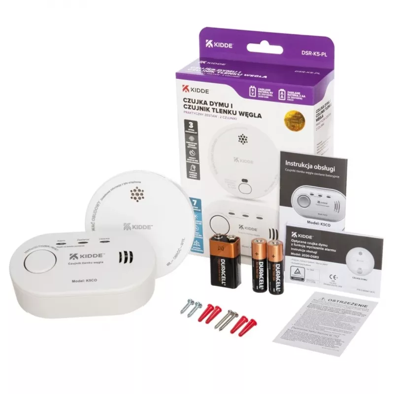 Anglies monoksido detektorius K5CO + dūmų detektorius 2030-DSR3 KIDDE rinkinys