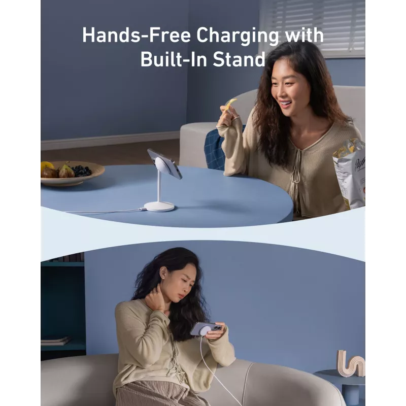 Anker MagGo belaidis įkroviklis stovas White USB belaidis greitasis įkrovimas patalpoms