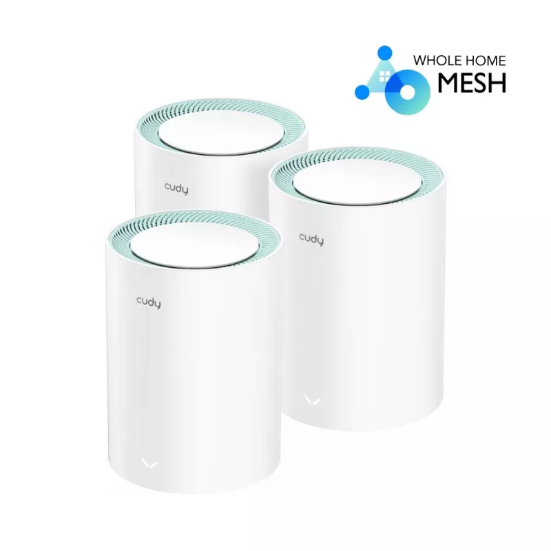 Cudy M1300 3-PACK belaidė tinklo sistema Wi-Fi 5 (802.11ac) dviejų juostų (2,4 GHz / 5 GHz) balta