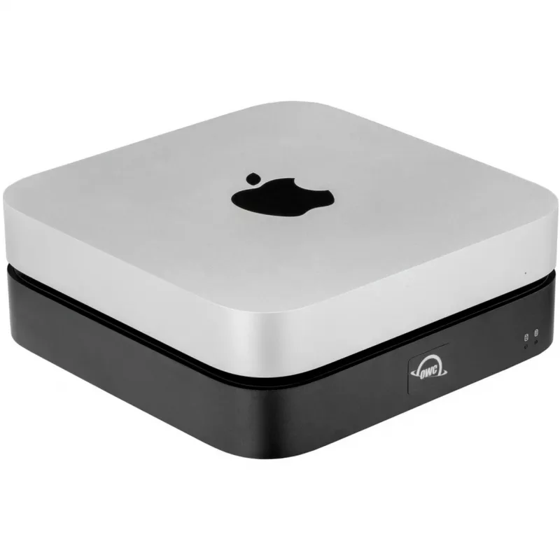OWC miniStack STX Thunderbolt 4 sukraunamas saugyklos korpusas su šakotuvu, 2 skyriai (SATA + NVMe), juodas
