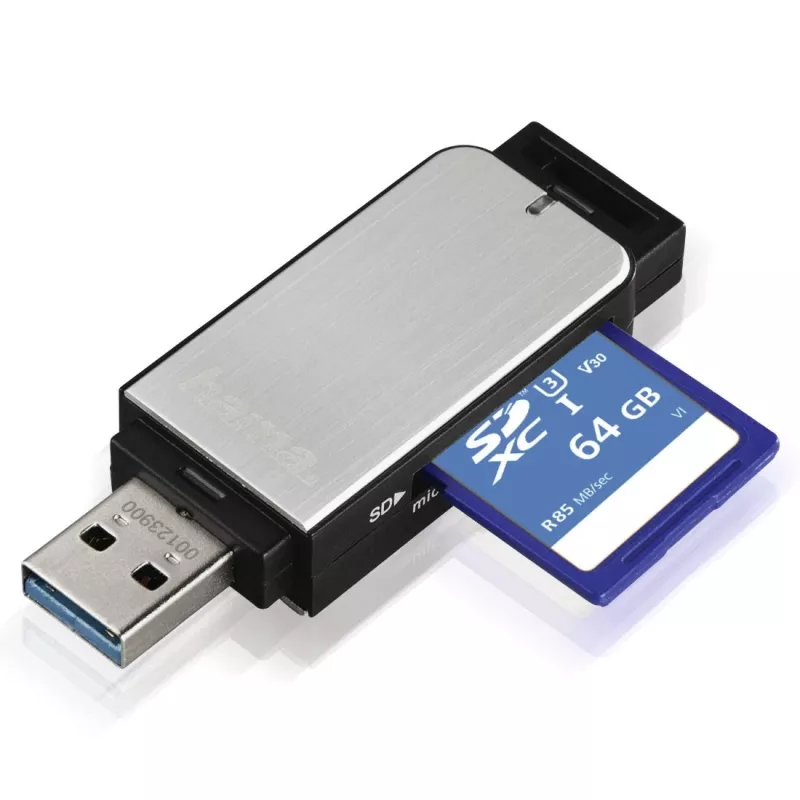 Hama 123900 kortelių skaitytuvas USB 3.2 Gen 1 (3.1 Gen 1) juodas, sidabrinis