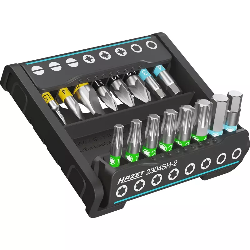 HAZET 2304SH-2 Bitų rinkinys 16 dalių, plyšiniai, vidiniai Torx, Phillips