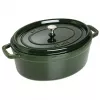 Staub La Cocotte 33 cm ovali ketaus troškintuvas su emaliu, baziliko žalia