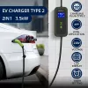 Qoltec Mobile EV Car Charger nešiojamas elektromobilio įkroviklis 2in1 Type2 | 3.5kW | 230V | Wi-Fi | LCD | 5m