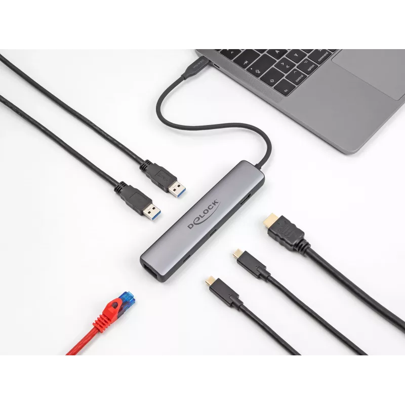 DeLOCK USB Type-C dokavimo stotelė 8K HDMI USB 10 Gbps 2.5 Gigabit LAN PD 100W