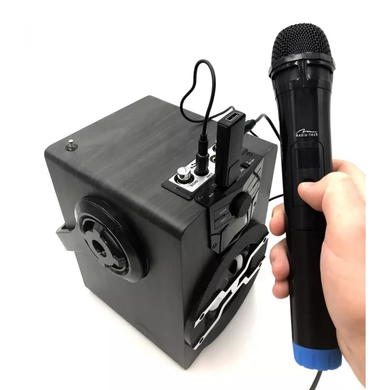 Pridėtinis karaoke mikrofonas MEDIA-TECH MT395 Accent Pro – laidinis, juodas, įjungimo/išjungimo jungiklis, maks. atstumas 20 m, 2 vnt. pakuotė