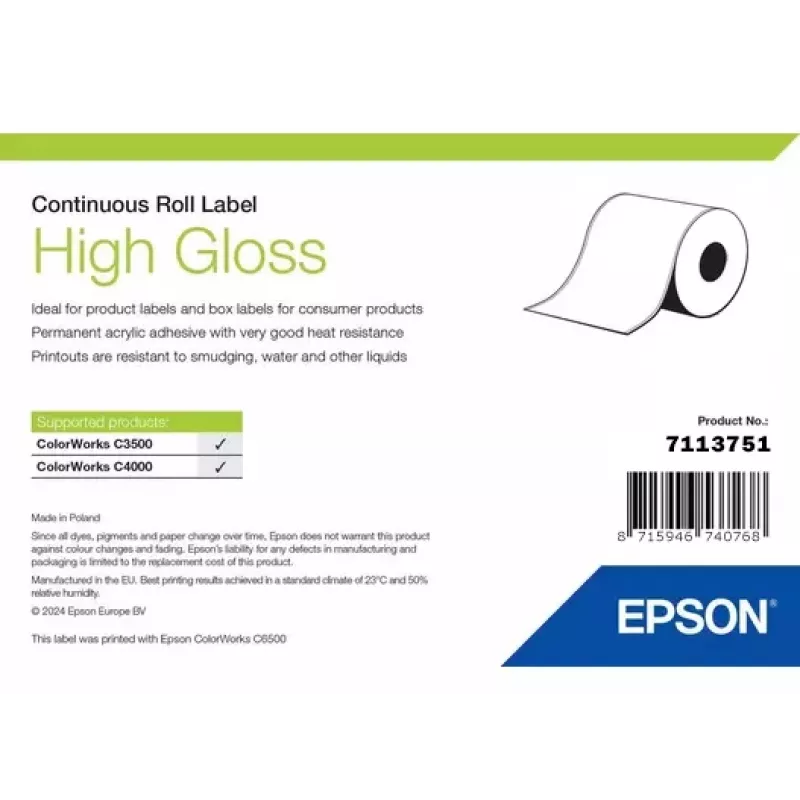 Epson 7113751 lipdukų ritinys, aukšto blizgesio, 76 mm, 33 m
