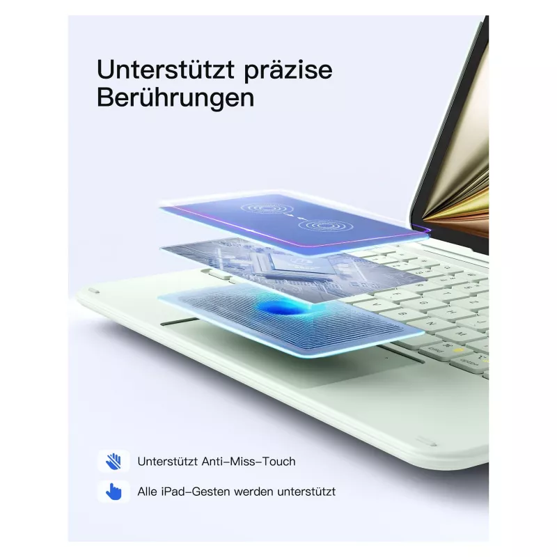 Inateck KB04122 klaviatūros dėklas su klaviatūra iPad 11, QWERTZ, žalias