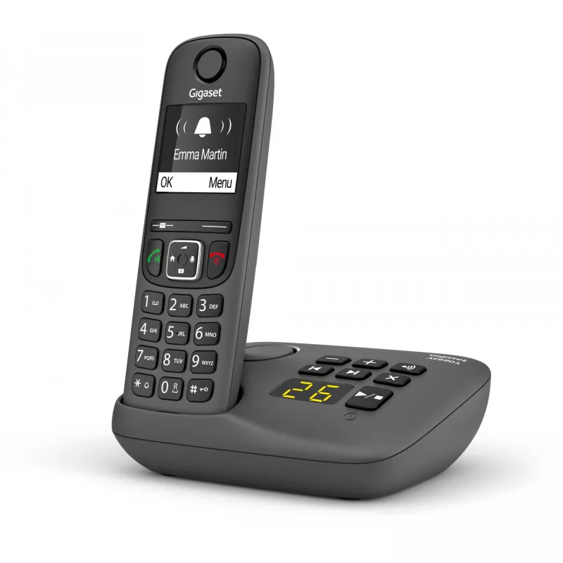 Belaidis analoginis/DECT telefonas Gigaset AE690A su skambučio identifikavimu, anglies spalvos