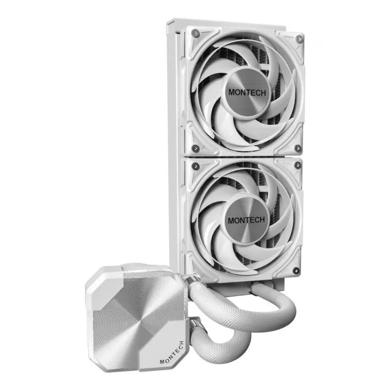 Montech HyperFlow Silent 240 procesoriaus skysčinis aušintuvas 240 mm radiatorius 2×120 mm ventiliatoriai baltas