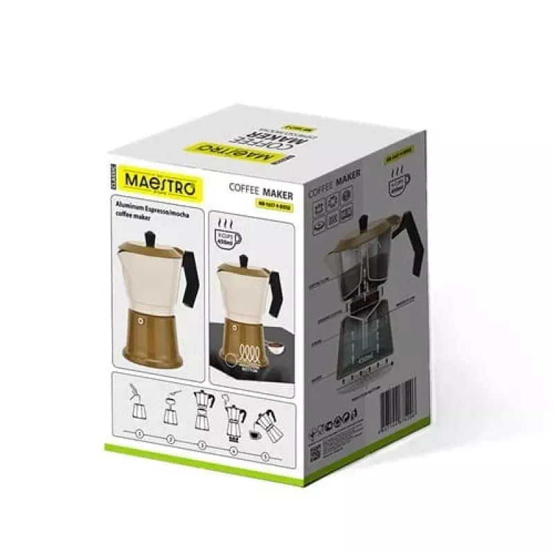 Kavos virimo aparatas moka Maestro MR-1657-9-BEIGE aliumininis, 9 puodelių
