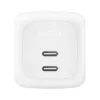 Greitasis AC sieninis įkroviklis Belkin WCH020KQ2MWH-B6 — 2x USB‑C, 2 m integruotas laidas, baltas