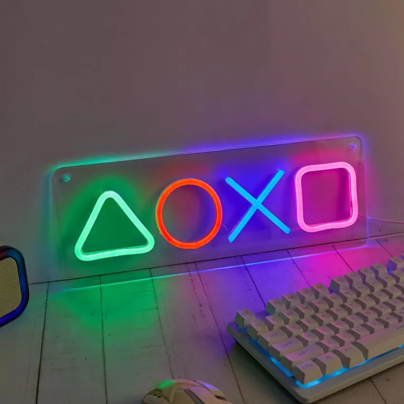 Neoninis LED skydelis žaidimų įrangai MANTA SNL111MT – dekoratyviniai šviesos simboliai