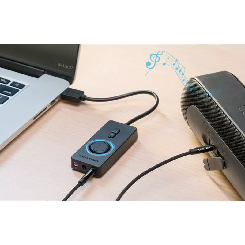 Vention CDRBF išorinė USB 2.0 garso plokštė, lizdas, garsumo valdymas, 48 kHz, 1 m