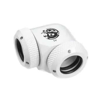 Adapteris 90° BitsPower Multi-Link, skirtas 2x 12 mm AD jungtims, baltas (BP-DWE90DML)