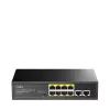 Tinklo jungiklis Cudy FS1010PG — 10/100 Mbps, 8 PoE prievadai, 2 uplink, 120 W PoE biudžetas, metalinis korpusas