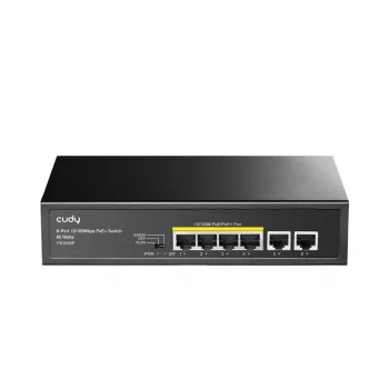Tinklo jungiklis Cudy FS1006P Fast Ethernet 6 prievadų (4 PoE, 1 PoE+) 10/100 Mbps, 1,2 Gbit/s pralaidumas, metalinis korpusas, montavimas stove/sienoje/ant stalo