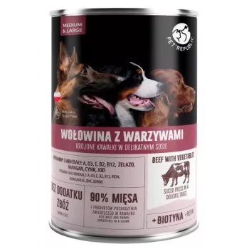 Šlapias šunų ėdalas PetRepublic PET REPUBLIC Adult Medium & Large Beef with vegetables 1250 g