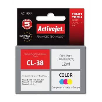 Activejet AC-38R rašalinė kasetė (Canon CL-38 pakaitalas; Premium; 12 ml; spalvota)