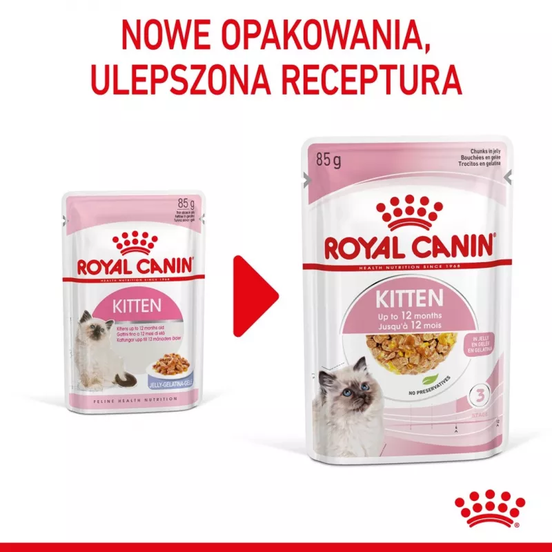 Royal Canin Kitten Jelly 85 g šlapias ėdalas kačiukams su vištiena, 12 vnt.