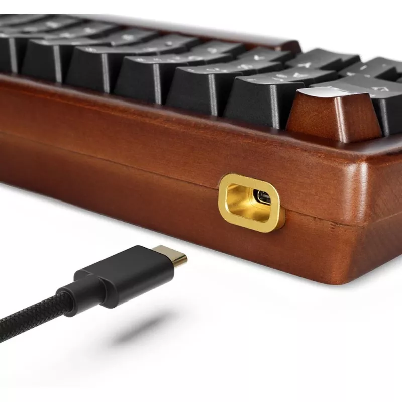 Sharkoon 100068100 Klaviatūra Office USB QWERTZ Vokiška Medienos Spalva 61 Klavišas RGB LED