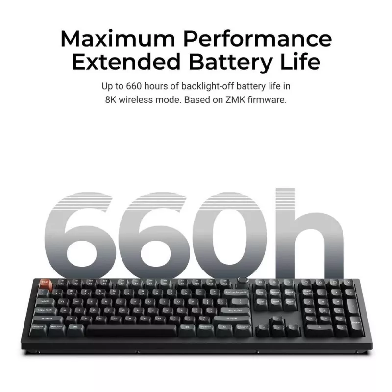 Mechaninė pilno dydžio (100 %) klaviatūra Keychron V6 Ultra 8K — QWERTY, Bluetooth, RGB LED, juoda