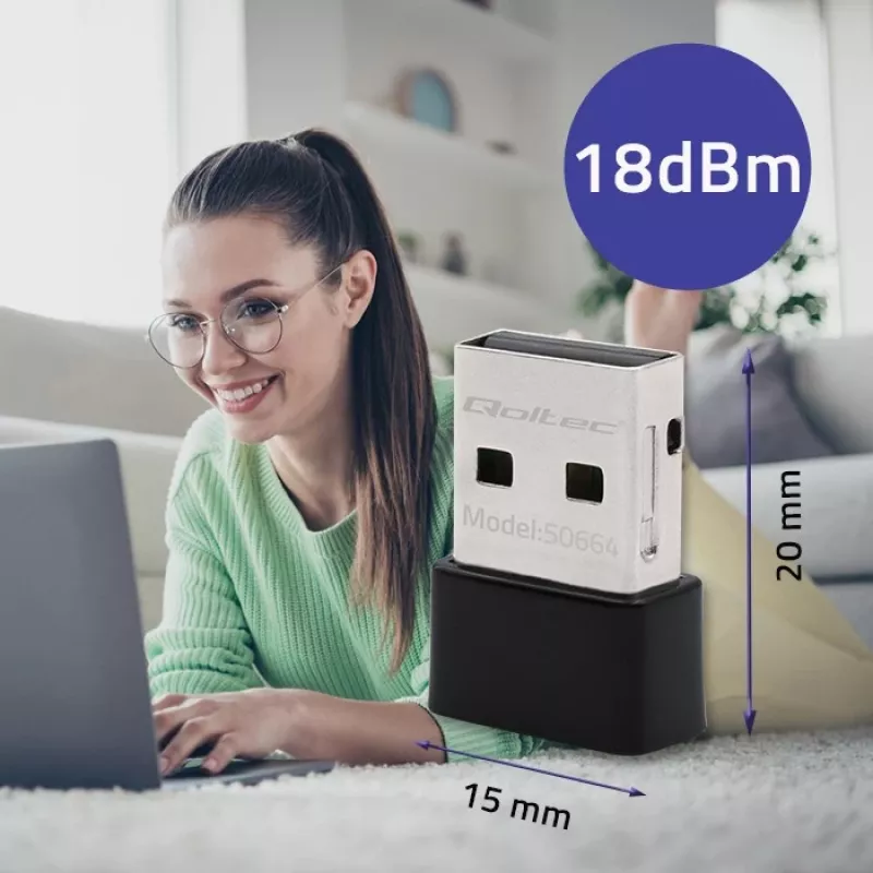 QOLTEC itin greitas belaidis mini USB adapteris Wi-Fi