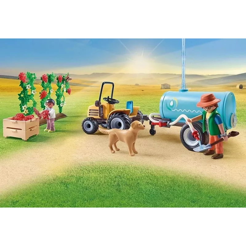 Playmobil 71442 Country: Traktorius su priekaba ir vandens rezervuaru – Šviežias derlius ūkyje, mokymasis apie aplinką, smagus vaidmenų žaidimas