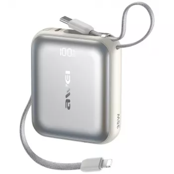 Powerbank Awei AS-181 10000mAh 35W su integruotu kabeliu