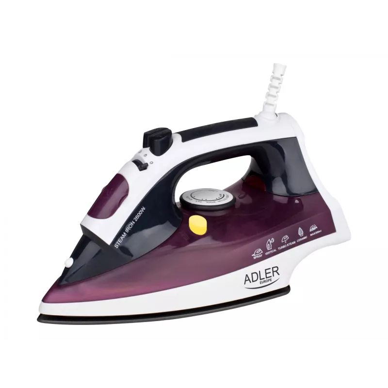 Adler AD 5022 Sausas ir garinis lygintuvas su keraminiu padu, violetinis, 2200 W