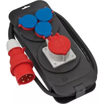 Brennenstuhl 1151600010 - Standartinis - Plastikinis - Juoda - Mėlyna - Raudona - 4 AC išėjimai - 2 m - 400 V