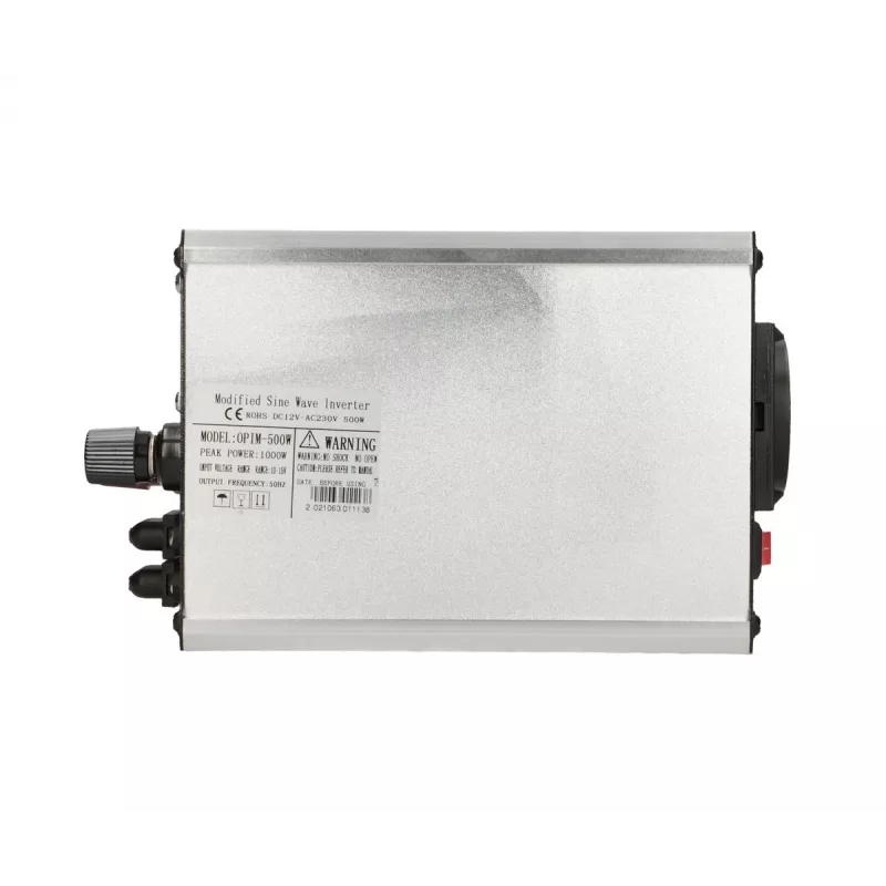 Automobilinis įtampos keitiklis Extralink OPIM-500W 12V, 500W modifikuota sinusoidė, aliumininis korpusas, aktyvus aušinimas