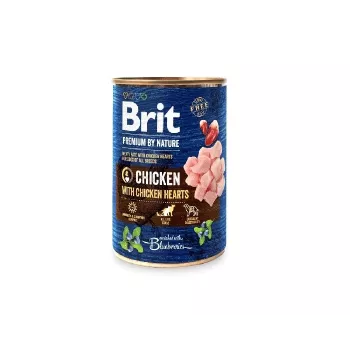 Šlapias šunų ėdalas Brit Premium by Nature Chicken & Hearts, 400 g, be grūdų, suaugusiems šunims