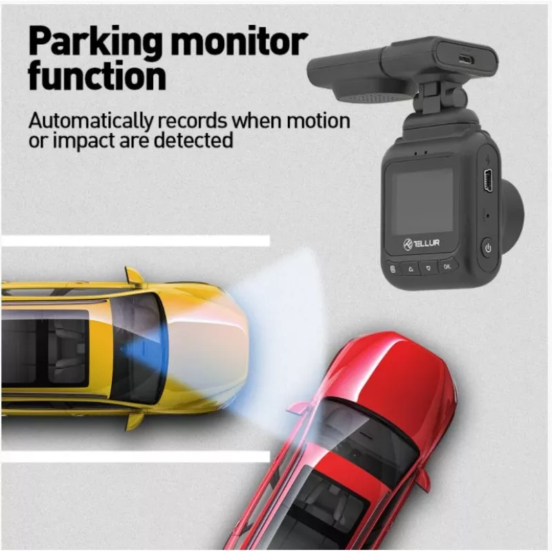 Vaizdo registratorius Tellur Dash Patrol DC2 FullHD 1080P GPS juodas