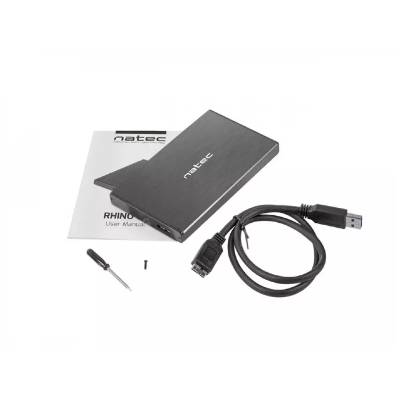 NATEC RHINO GO korpusas USB 3.0 2,5'' SATA HDD/SSD, juodas aliuminis