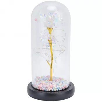 Amžina rožė stikle Extralink Home, balta LED šviesa